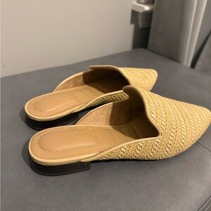 Women's Beige Woven Mules